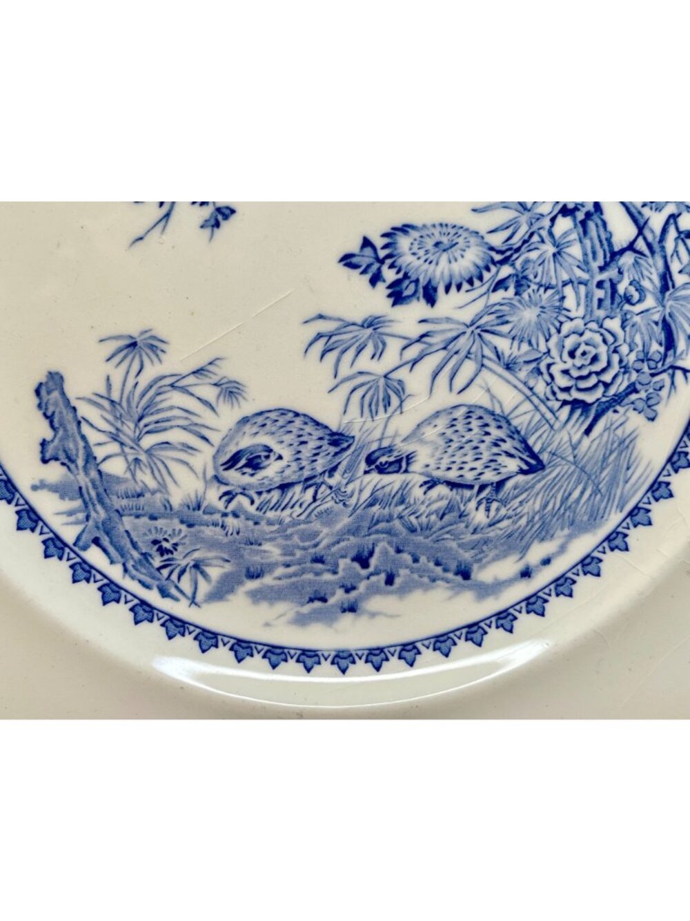 Set of 2 Antique FURNIVALS 1913 Blue Quail 10 1/4" Dinner Plates Round Backstamp - Picture 11 of 16